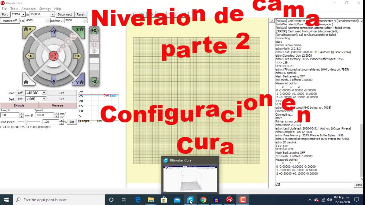 [[🔥 nivelación  de cama  con marlin 2.0]] parte 2 configuración en cura