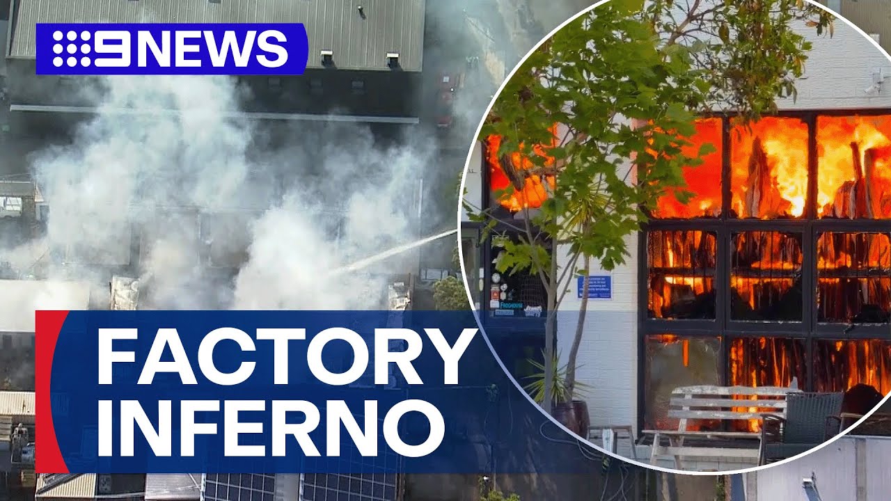Fire crews battle a factory fire in Sydney&rsquo;s Northern Beaches