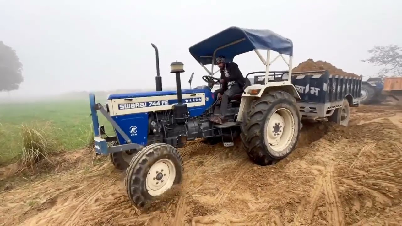 Swaraj 744 Xt 5 Star Full Load Trolley | आज स्वराज भी फस गया 🤣😂 Swaraj Tractor Trolley Performance 