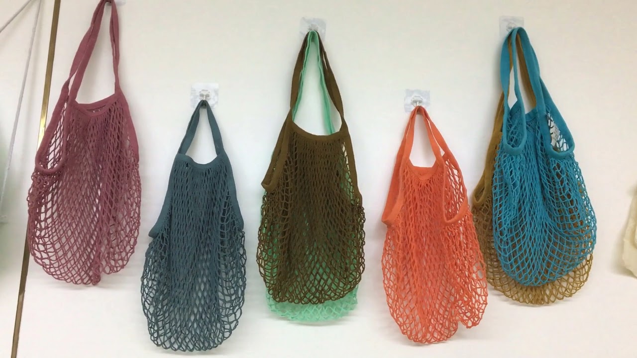 Simple ecology washable and reusable Cotton mesh bags for vegetable and fruit