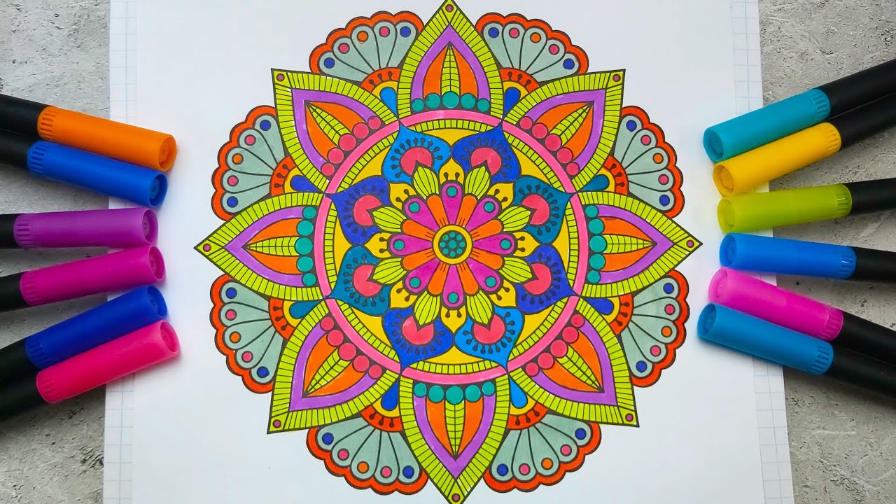 Mandala Coloring World - 43 minutes Video ( No talking ) #29 Satisfying Relaxing ASMR