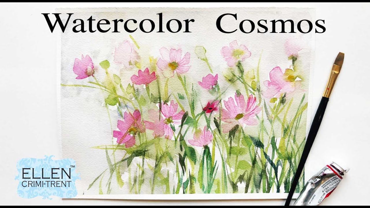 EASY Loose Watercolor Flower Tutorial- Cosmos!