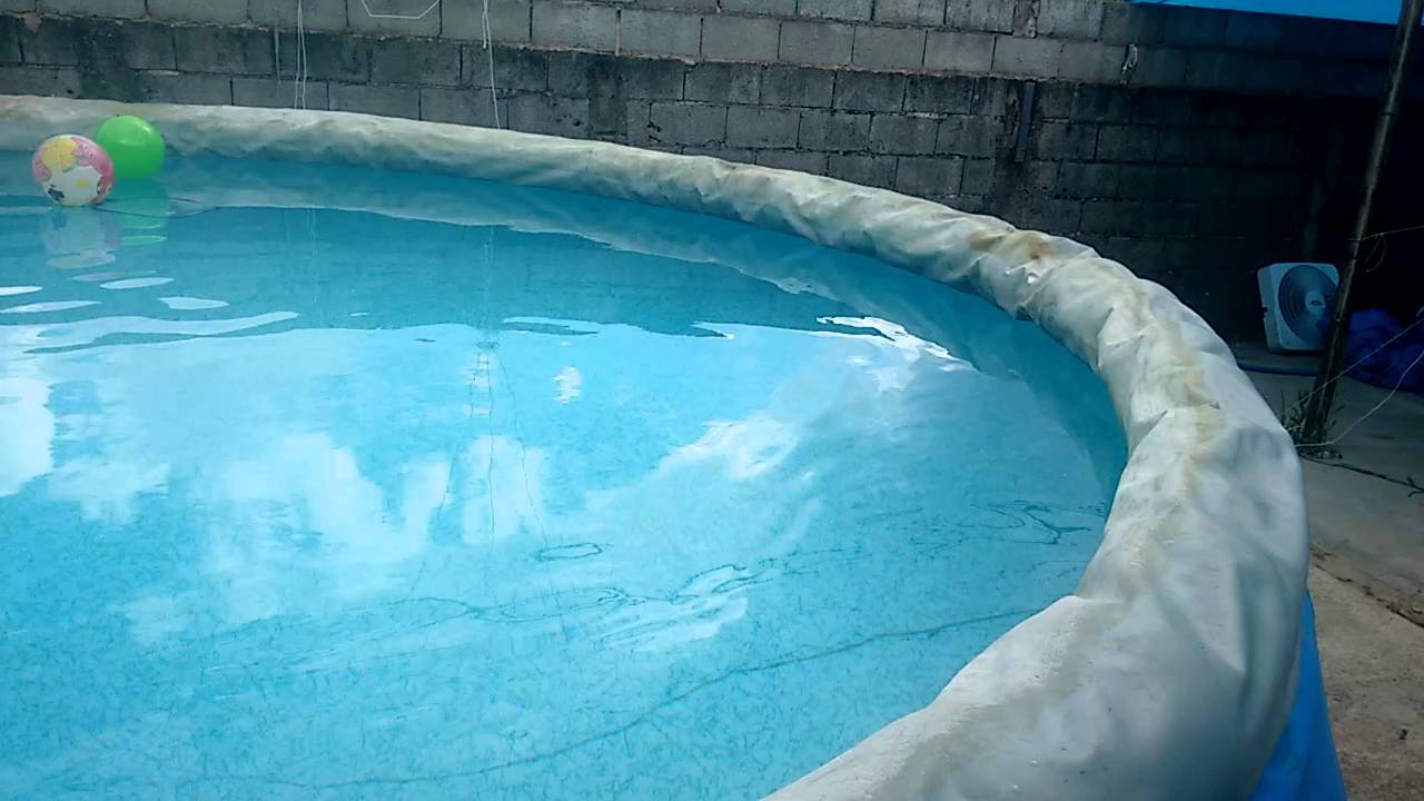 Consertar piscina de borda inflável com bolas de vinil, borracha. Reparo econômico. Conserto piscina