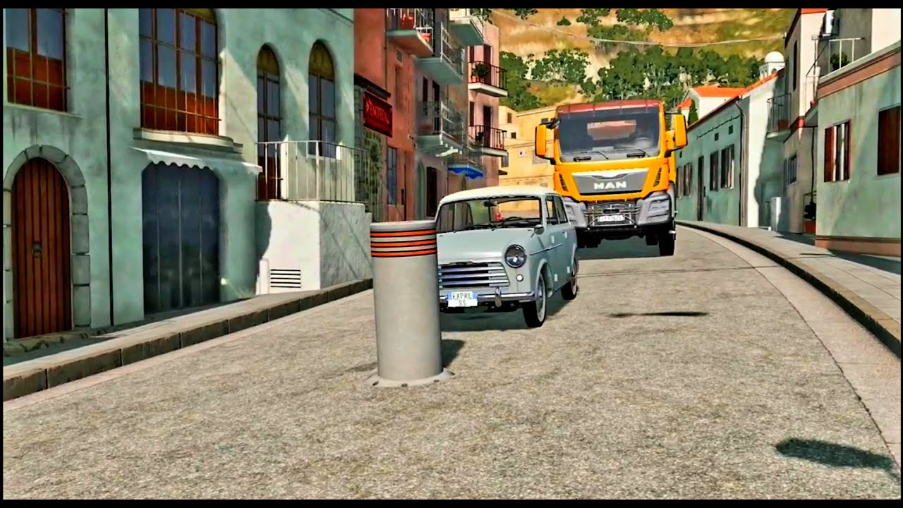 Cars and Trucks vs Bollards Reverse _ BeamNG Drive