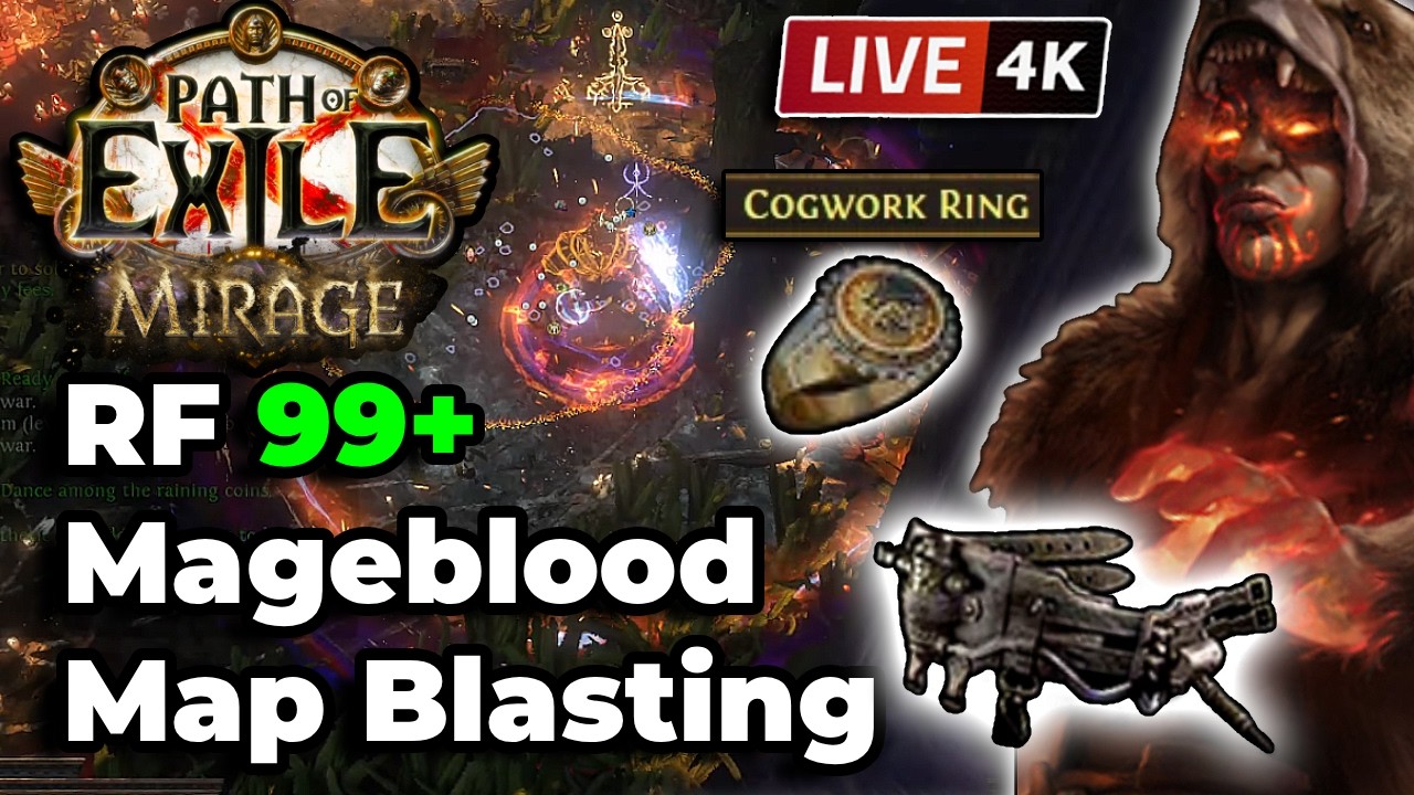 🔴LIVE - 99+ RF Chief Crafting Cogwork Ring + Mageblood Mapping   - Path of Exile Mirage 3.28