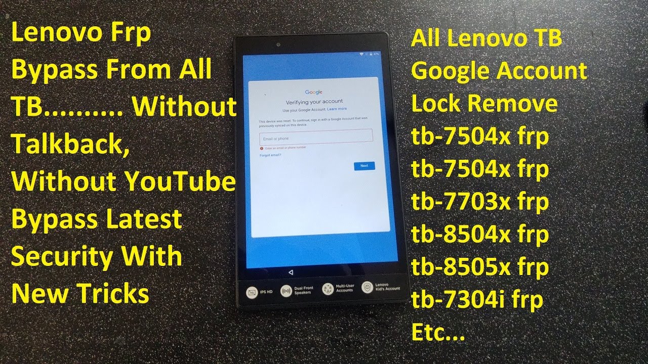 Обход аккаунта Google для Lenovo TB 8504x, последний способ удаления FRP для Lenovo TB-7304i, TB-...