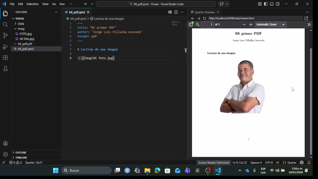 Importar una Imagen y un Dataset en un pdf Quarto and Visual Studio Code