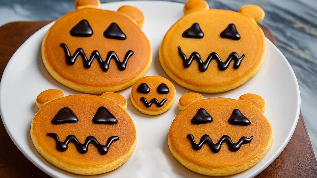 How to Make Pancake for Halloween with Chocolate Design at home | Adorable & Spook | Easy Recipe 🧸🎃