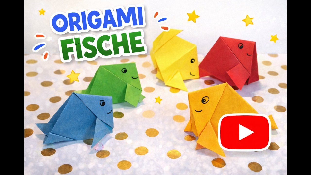 Origami Fisch falten - Einfache Bastelanleitung- Basteln mit Papier- DIY