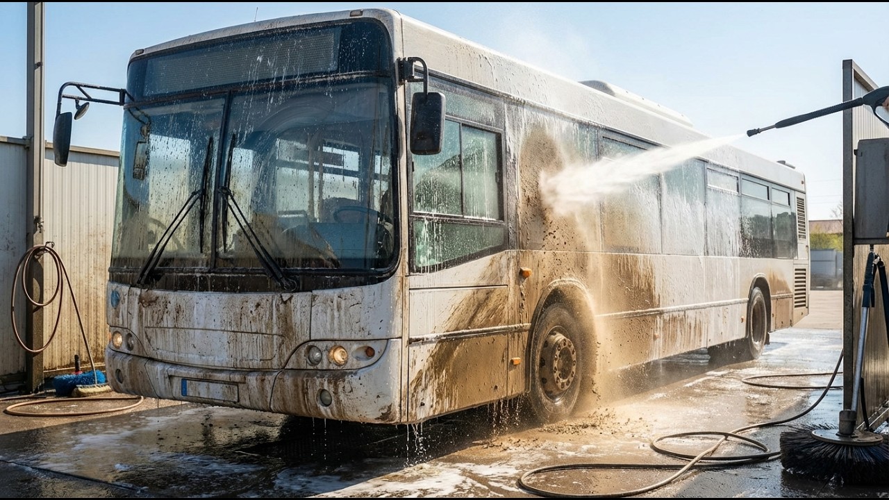 Extremely Dirty City Bus Deep Wash – Satisfying Cleaning ASMR