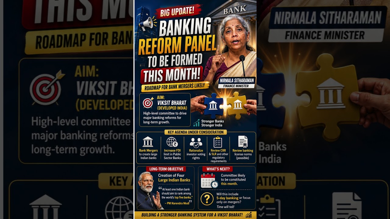 Banking Reforms by  Nirmala Sitharaman┃  Five day banking┃ 5 days Banking ┃  Banking Update┃ Merger