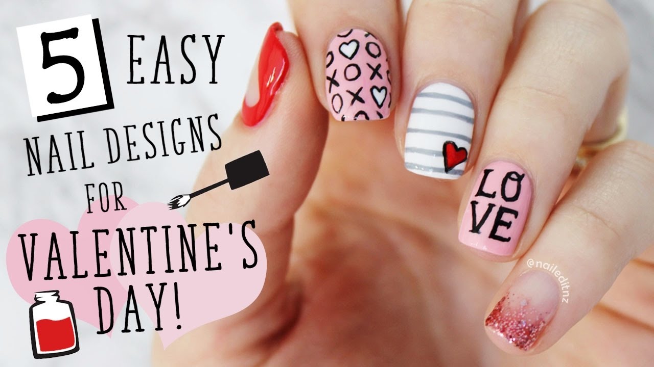 FIVE IN FIVE | Easy Valentine's Day Nail Art | Nailed It NZ