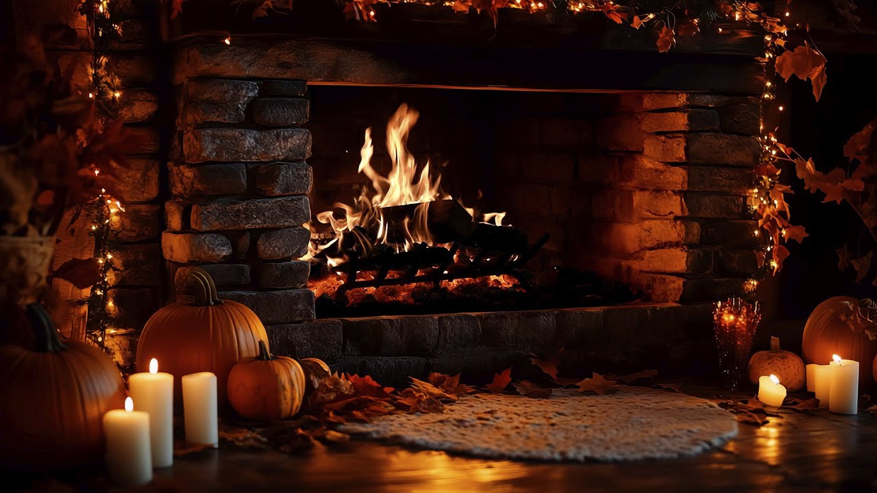 Peaceful Autumn Fireplace 🔥 Relaxing Crackling Fire for Calm Nights