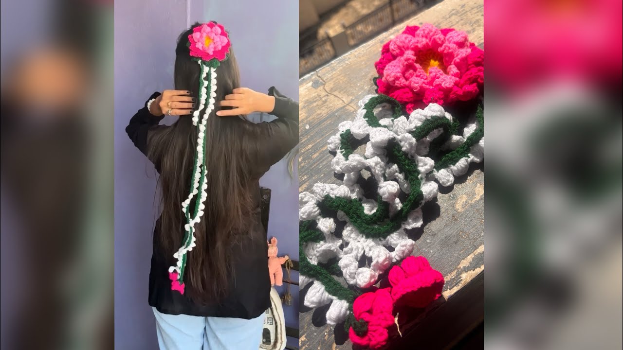 How to Crochet 🧶 a Lotus 🪷 Gajra / step by step Lotus flower tutorial / crochet 🧶 Lotus 🪷 Gajra 