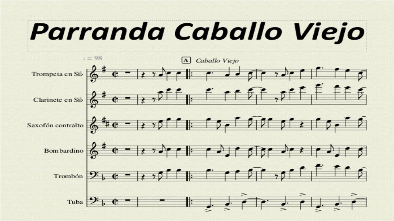 Parranda Caballo Viejo/Partituras PDF Banda de musicos🎺🎷📯