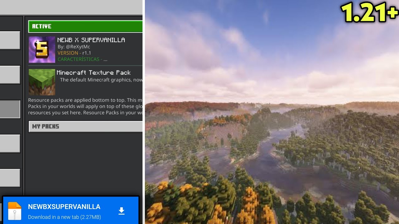 MCPE SHADERS 1.21.120 || Newb X Supervanilla &ndash; Ultra Realistic Graphics!