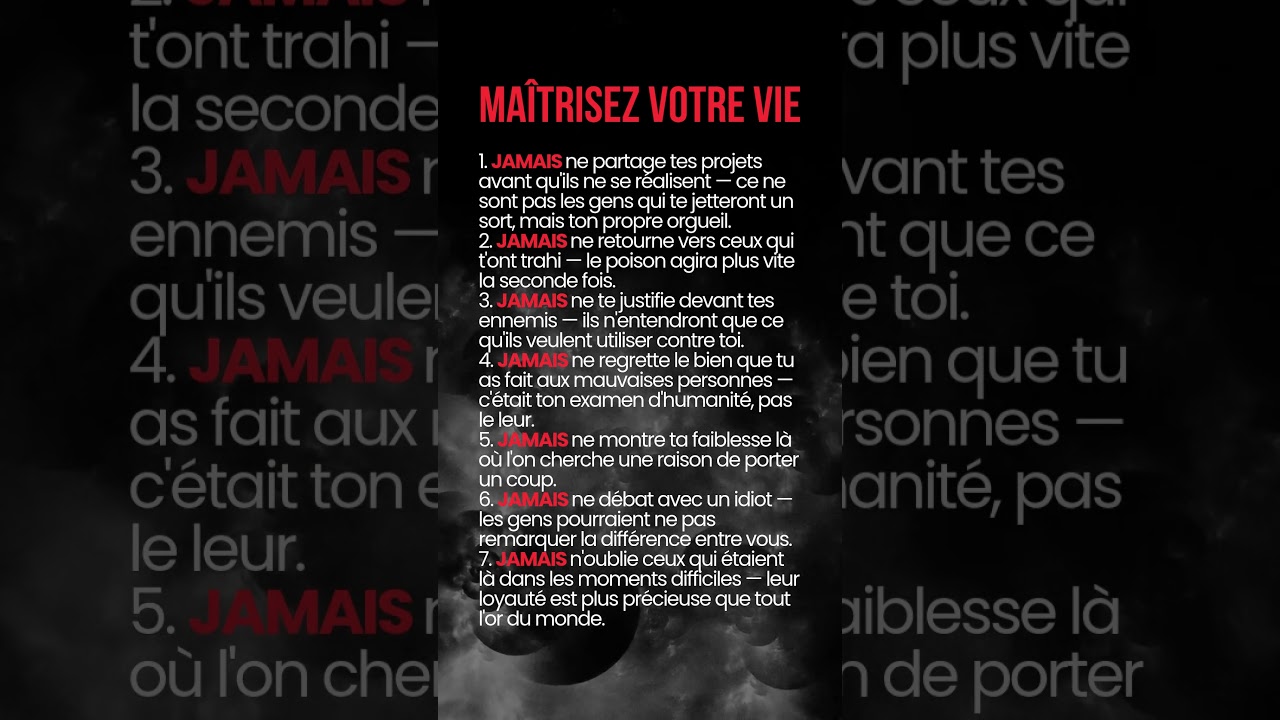 🌑 7 Lois pour Forger un Esprit de Fer #citations #motivation #citationsprofondes