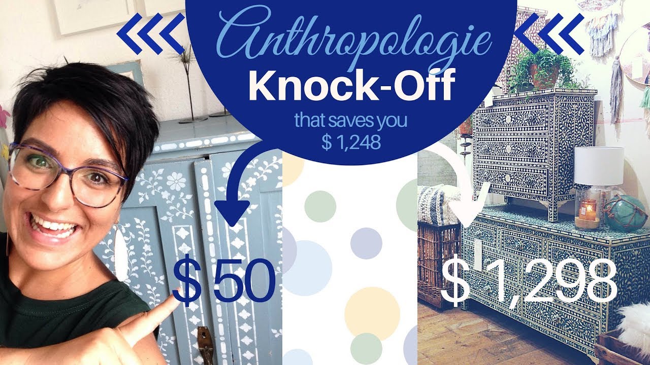 DIY Anthropologie Look Stenciled Furniture - Look For Less Challenge