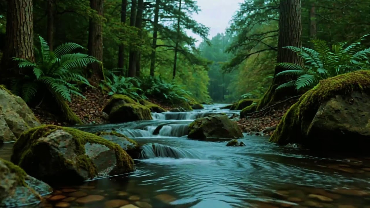 Natural Flowing River with Birdsong Ambience for Deep Focus