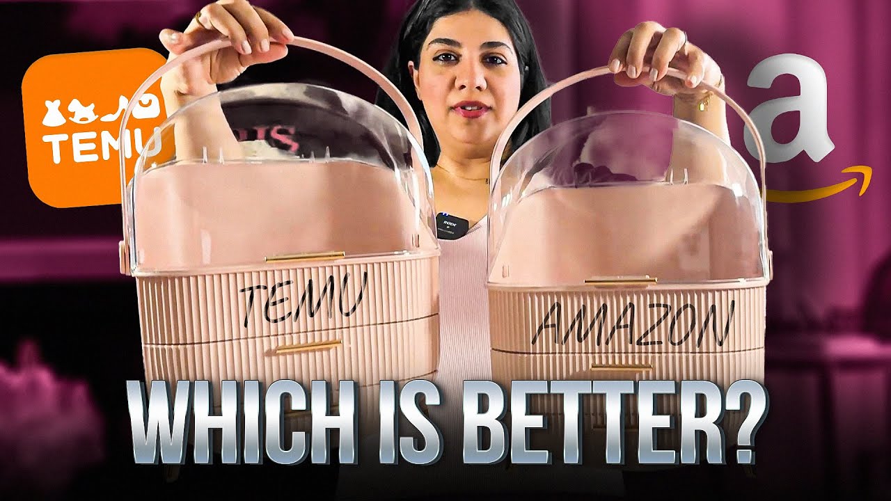 Temu vs Amazon: Pink Makeup Organizer Showdown