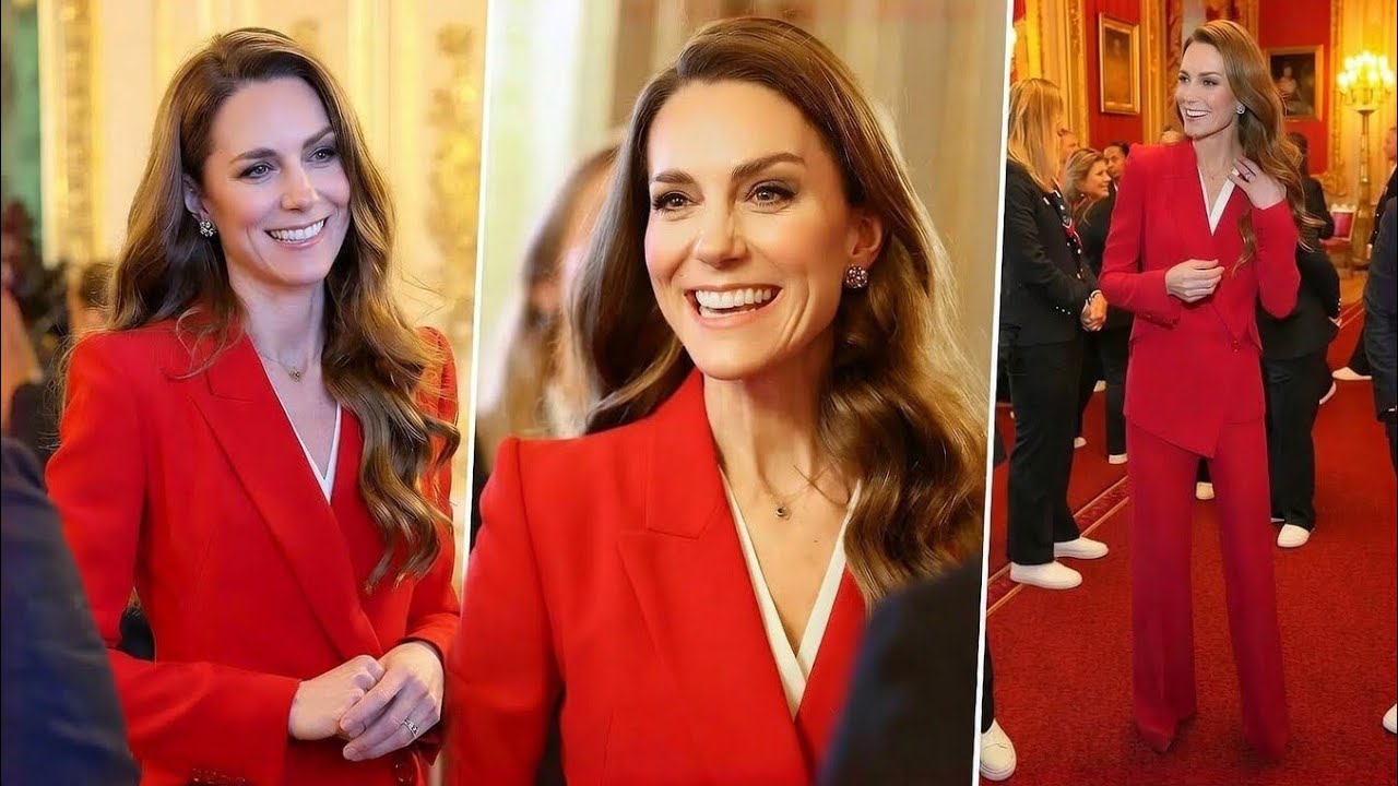 Catherine Gorgeous In Alexander McQueen Suit While Honouring England’s Rugby Team At Windsor Castle