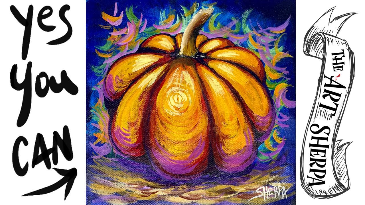Easy Fall pumpkin 🌟🎨 How to Draw and Paint tutorial for Beginners Paint night at home