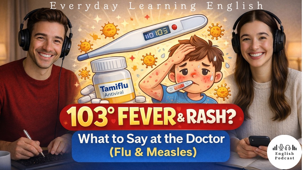 High Fever & Rash? What to Say at the Doctor in English (Flu & Measles) l EP. 109