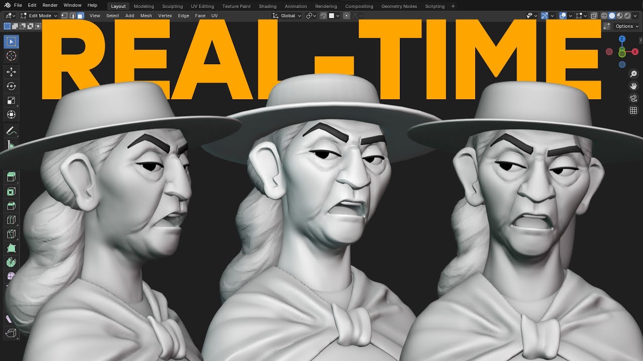 Sculpting Abuela From Encanto In Blender - Real Time Process