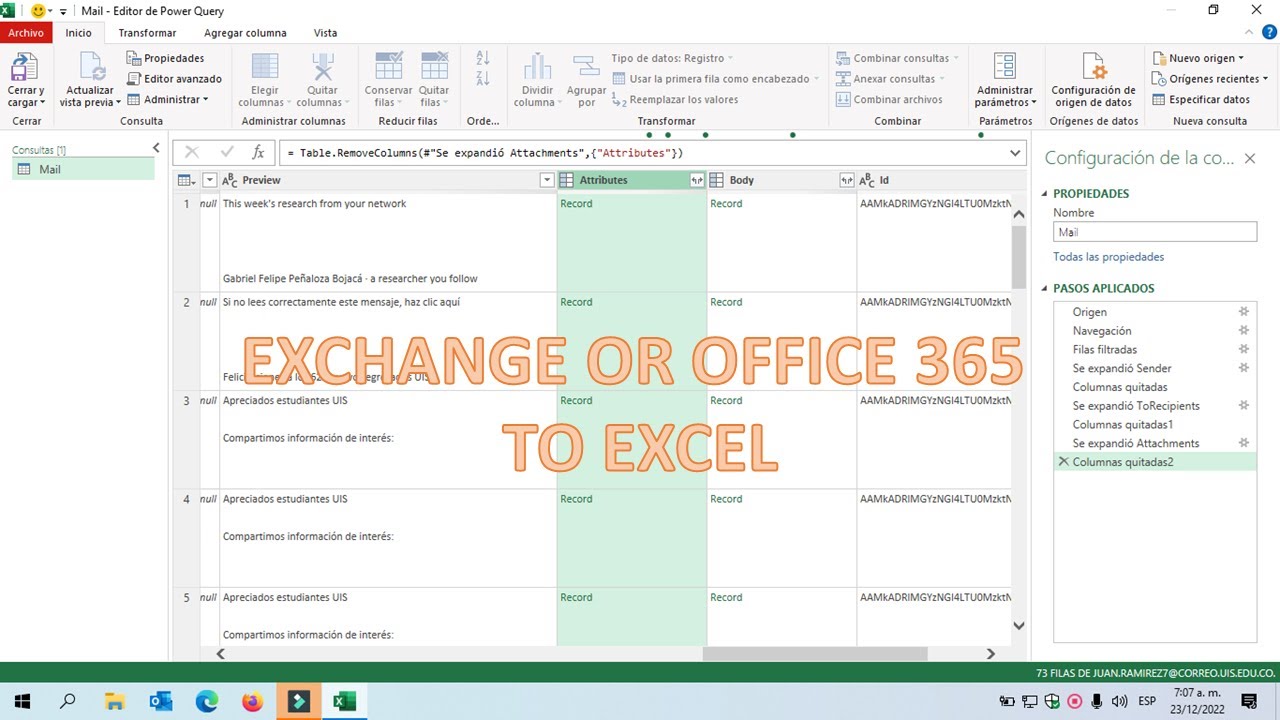 Como descargar CORREO de EXCHANGE u OFFICE 365 fácilmente y sin macros - NUEVO método con EXCEL