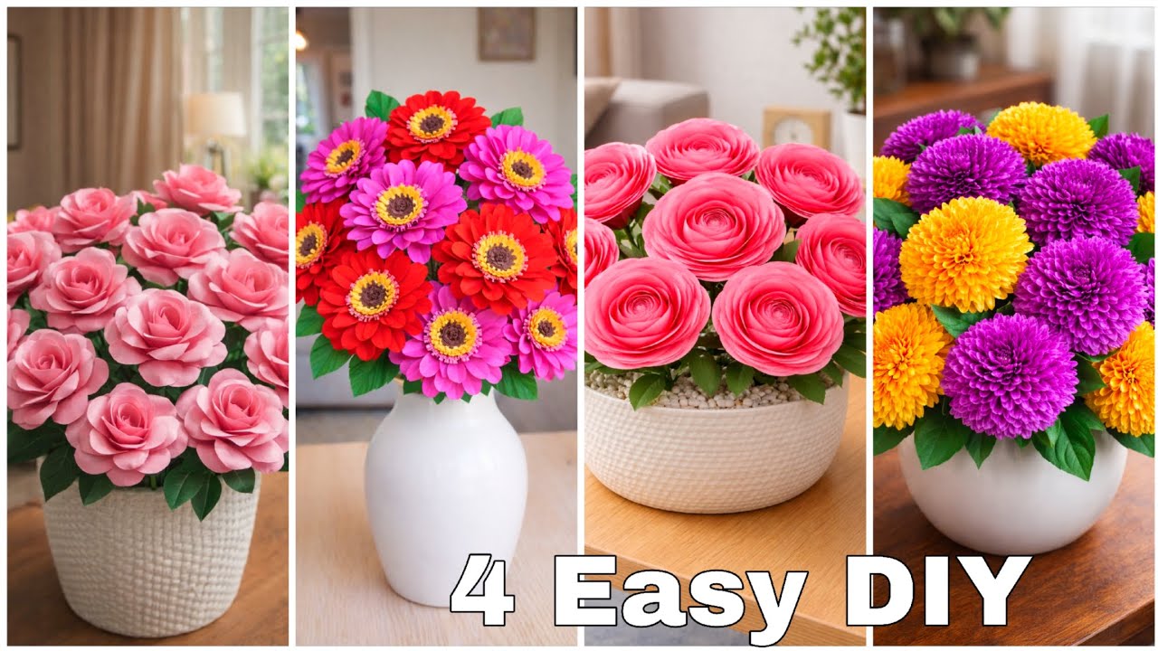 How To Make Beautiful Paper Flower | Diy Paper Flower Craft | Paper Flower making Step By Step