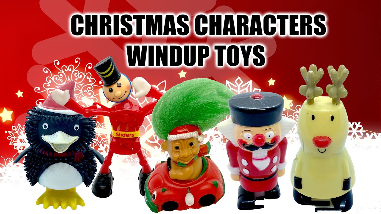 Holiday Season Christmas Character Windup Toys Collection | Reindeer | Nutcrackers | Troll Dolls