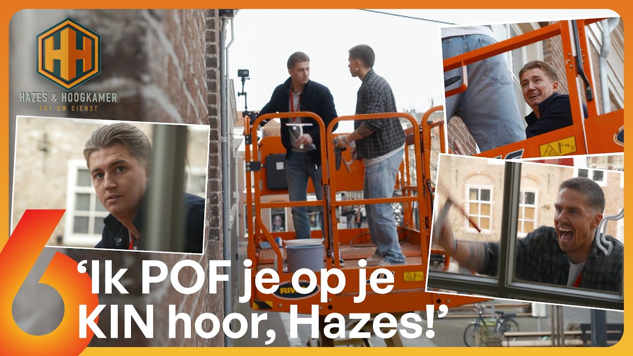 DOODSANGSTEN op de HOOGWERKER tijdens het RAMEN LAPPEN! 😱 | Hazes & Hoogkamer: tot uw dienst