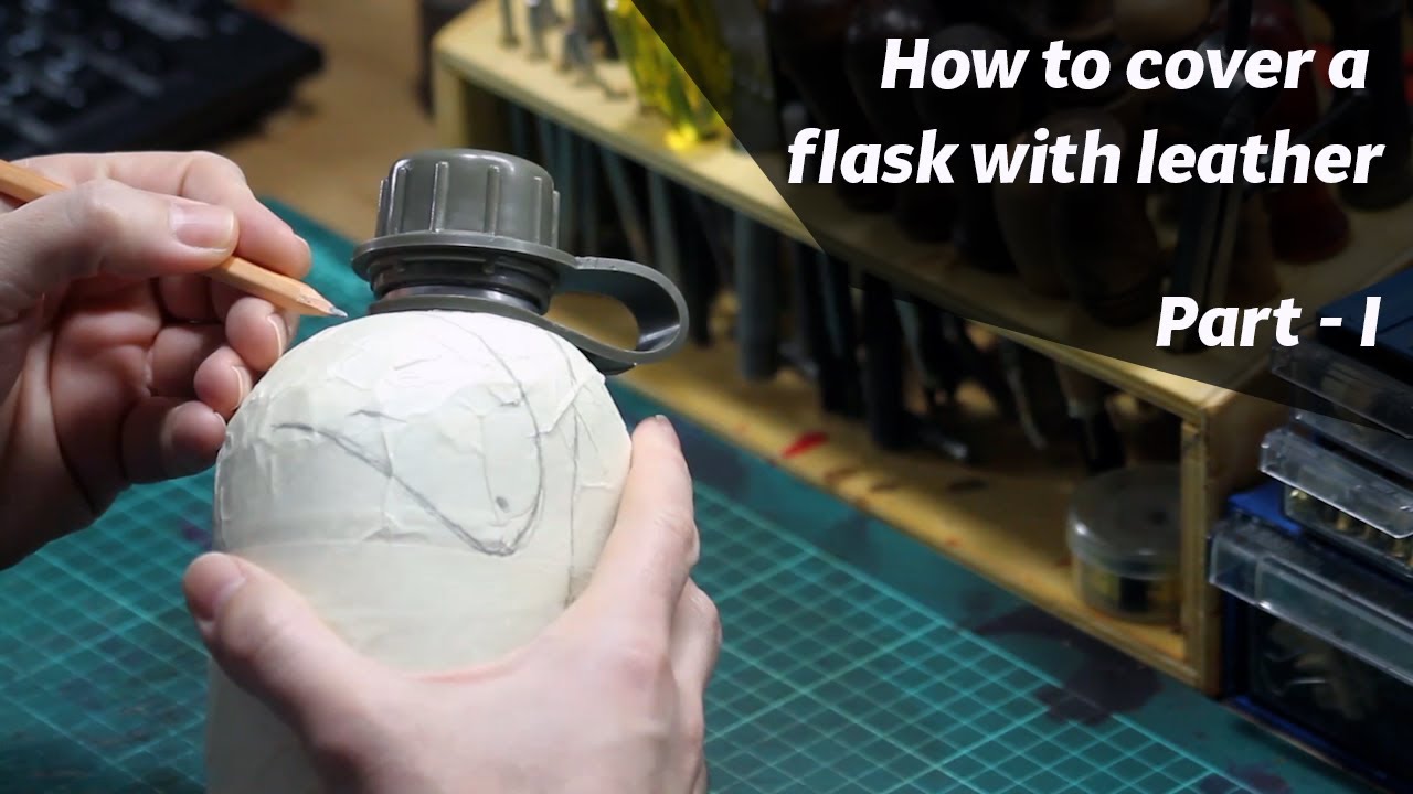 How to cover a military canteen with leather  - Part1 - ASMR