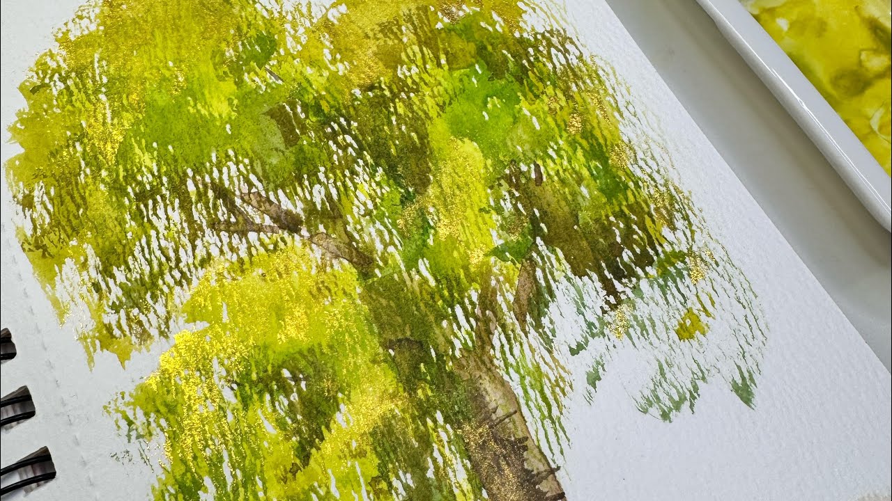 Нарисуйте великолепную плакучую иву акварелью — так просто, вы не поверите! 🌿✨
