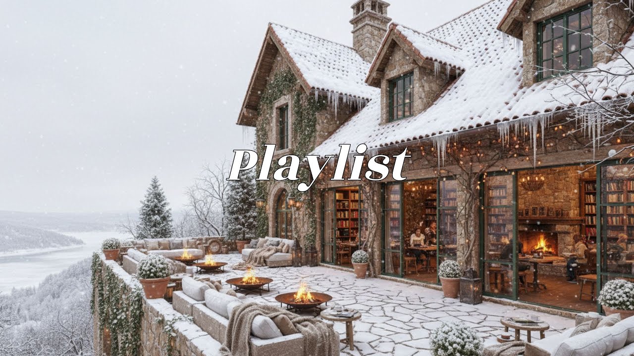 겨울의 마지막 눈을 보며 북카페에서 책 읽는 시간 | 독서 집중 음악