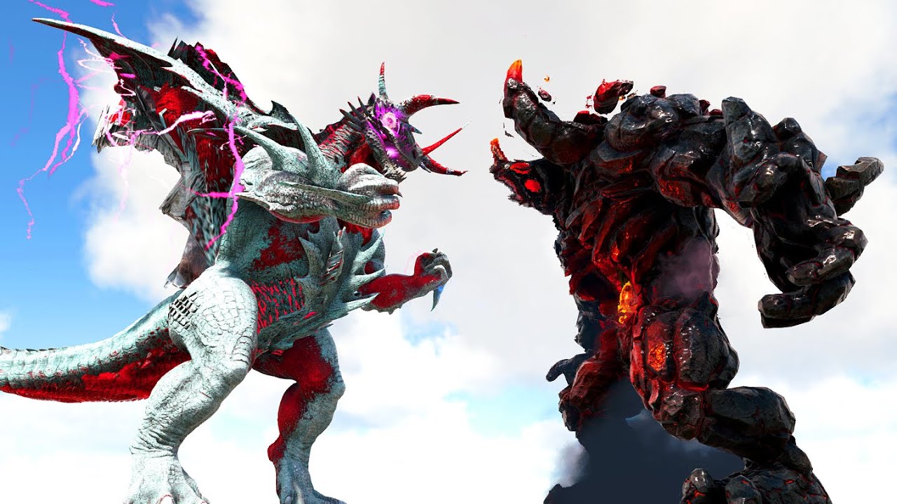 KAITAN PRIME vs. LAVA TITAN and KING TITAN | ARK Kaiju Battle 🦎