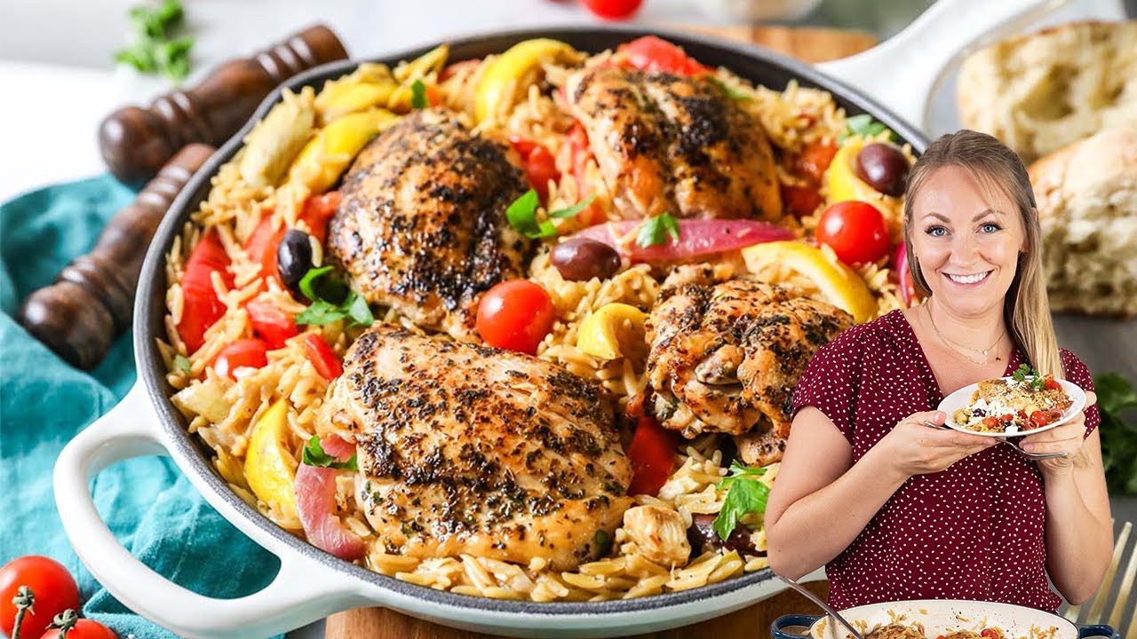Flavor-Filled, One Pan Greek Chicken Orzo