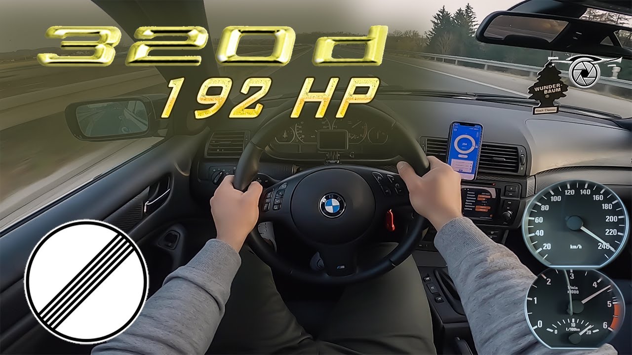 240km/h | BMW E46 320D Tuned 192HP | Acceleration & Top Speed on German Autobahn | 100 - 200km/h
