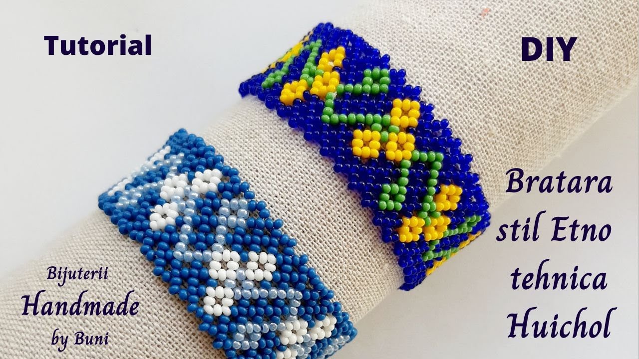 Cum se face simplu si usor o Bratara stil Etno - tehnica Huichol/din margele/Huichol Beaded Bracelet