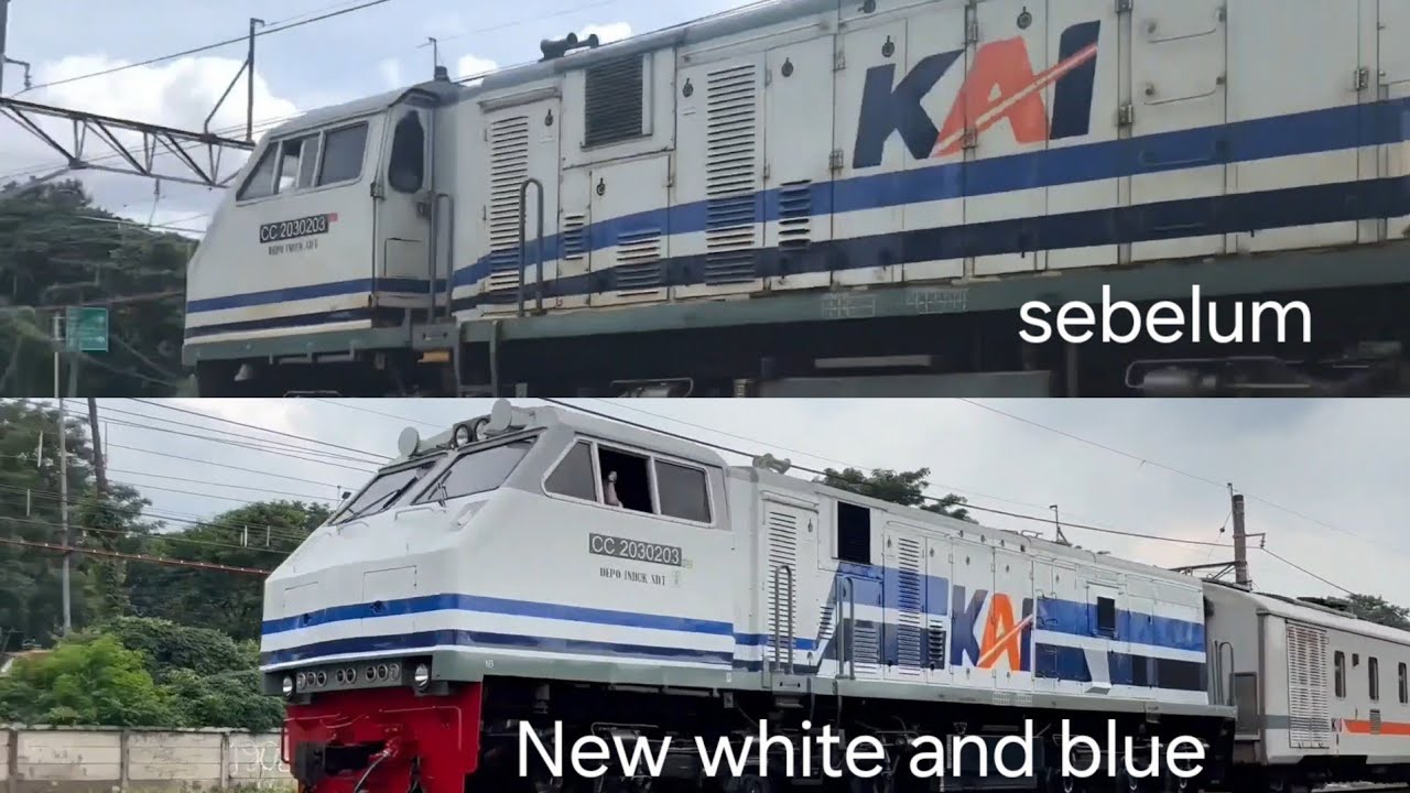 Nonton Kereta api! Menemukan Lokomotif white and blue versi baru