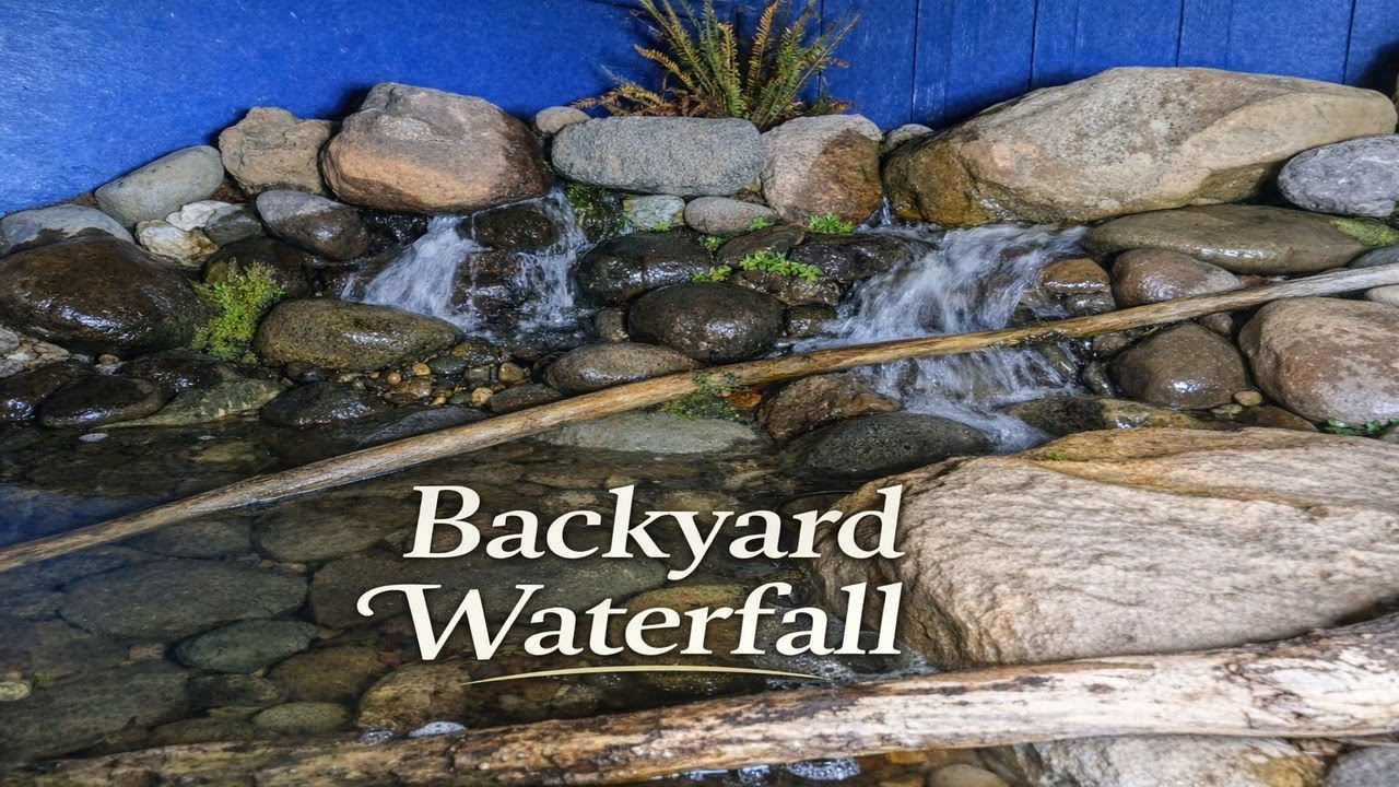 Backyard Waterfall Ambience — Relaxing Water Sounds 
