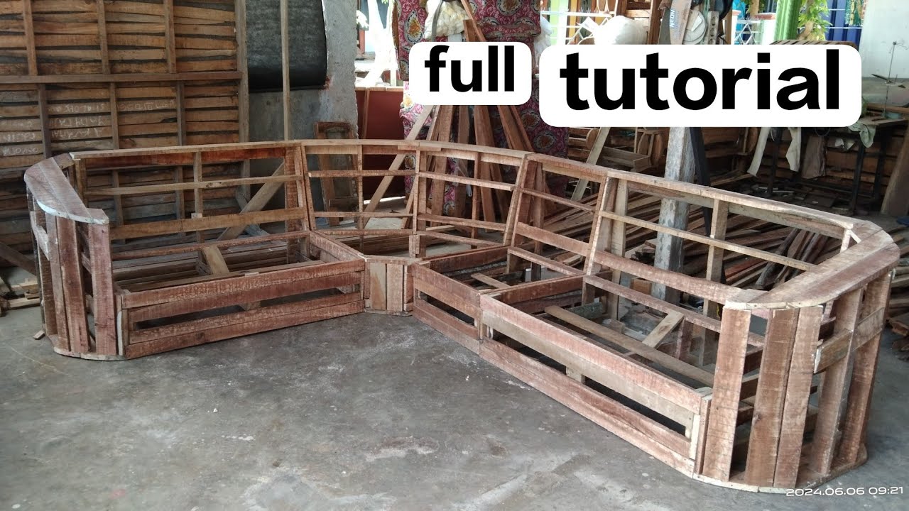 full tutorial //membuat rangka sofa sudut model Baru