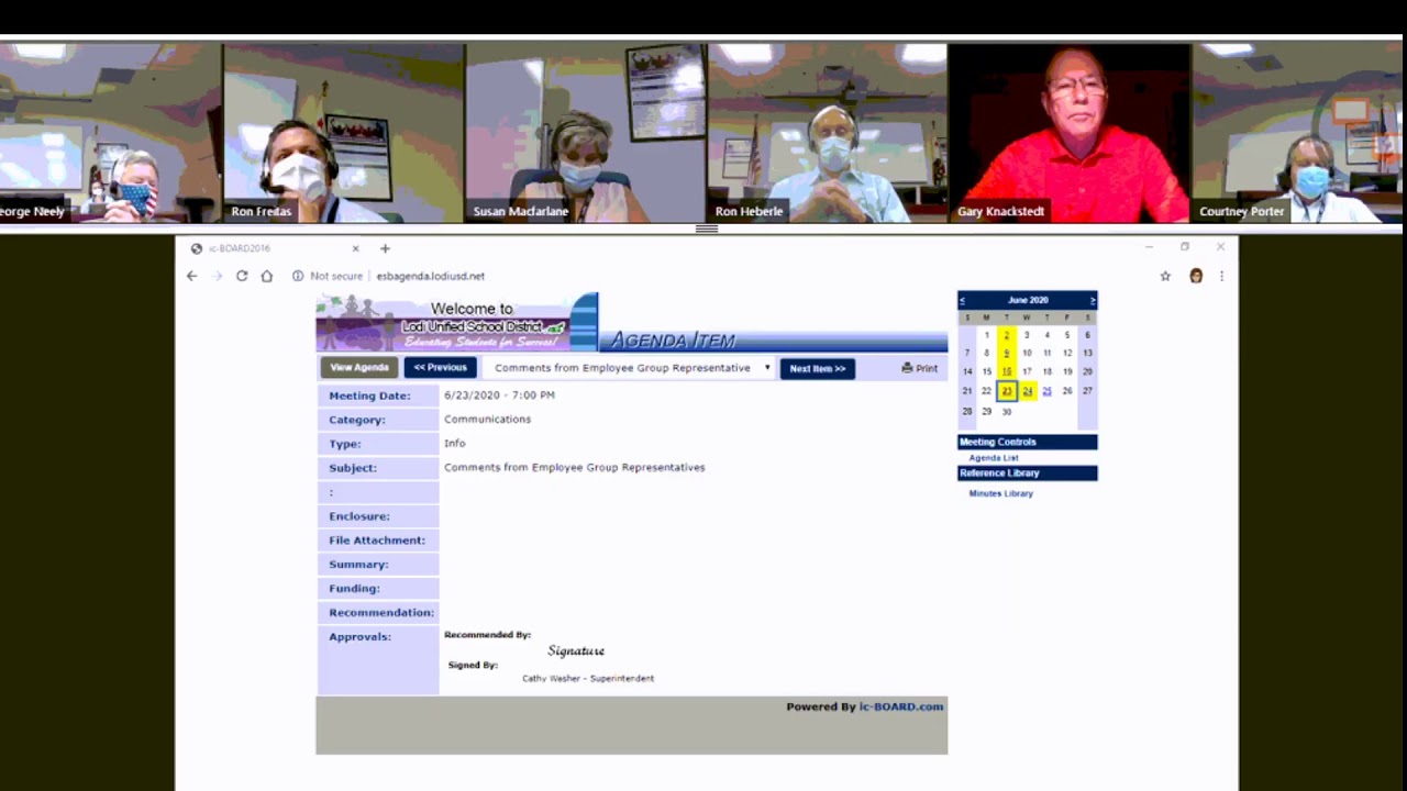 Lodi Unified School District Board of Education Meeting  06/23/2020
