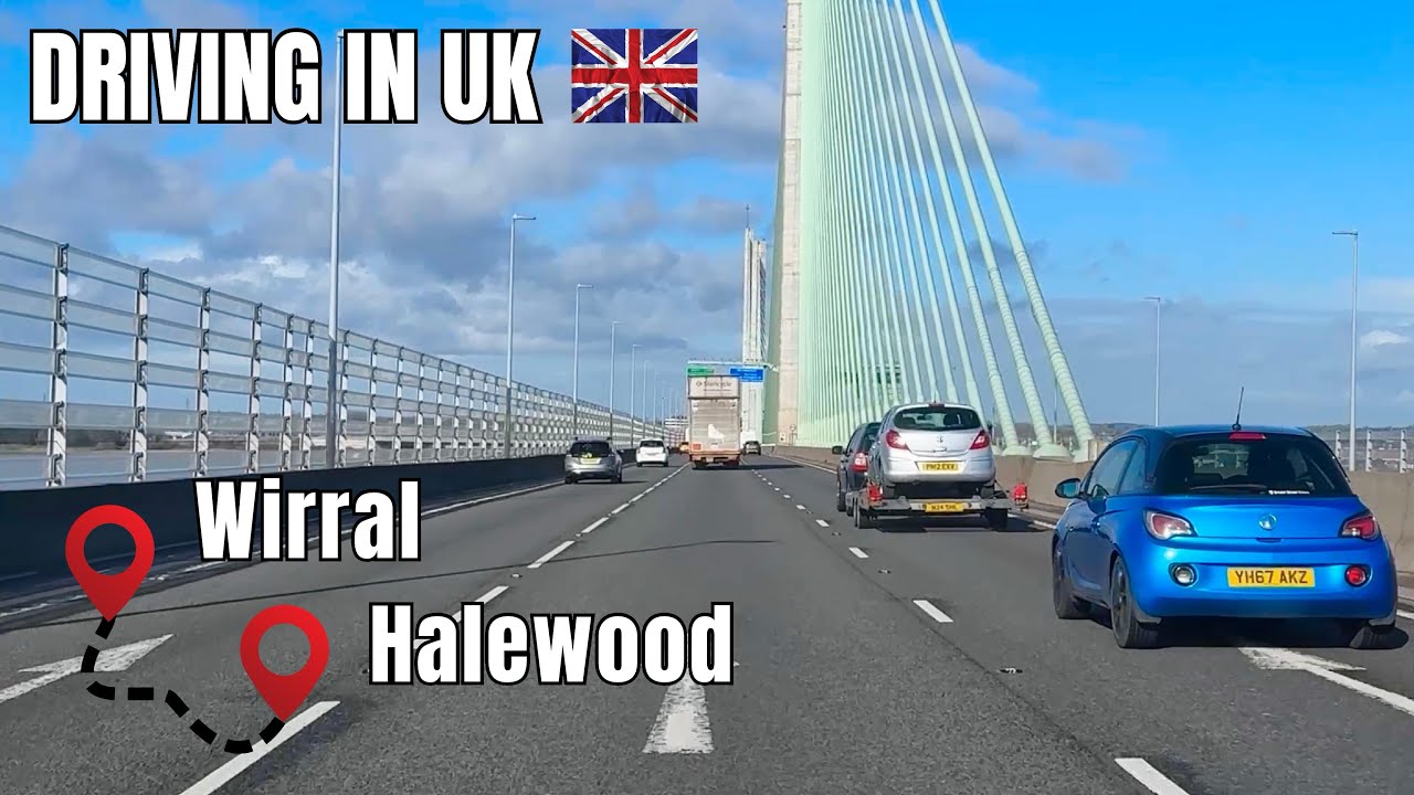 Driving from WIRRAL to HALEWOOD, Liverpool, U.K. via Motorway M53, M56, A533 & A562 - Feb 2024