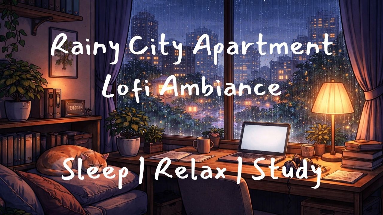 Rainy Cozy City Apartment LoFi 🌧 | 2 Hours Chill Study & Relax Beats