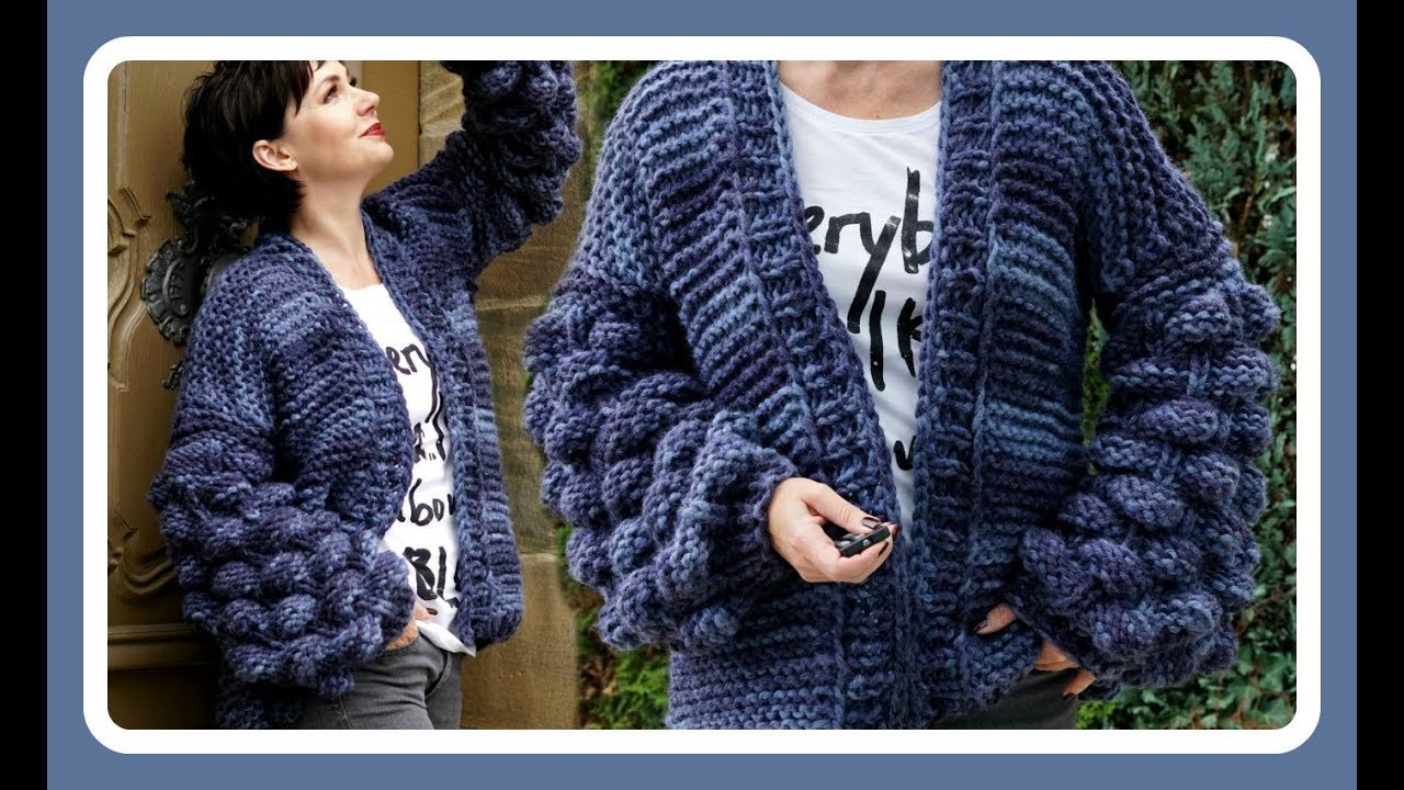 Strickjacke Balloon Cardigan stricken im Brombeermuster - Raspberry - Anleitung I