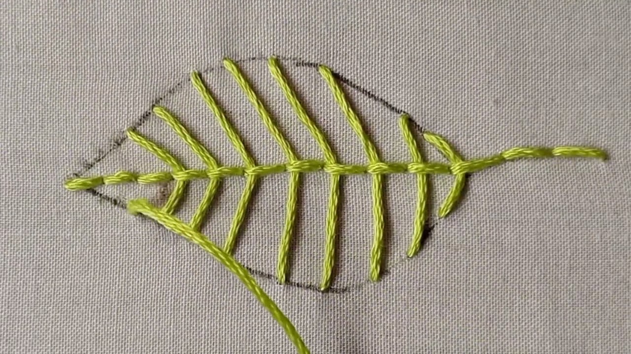 Hand Embroidery||Leaf Embroidery|| leaves embroidery design