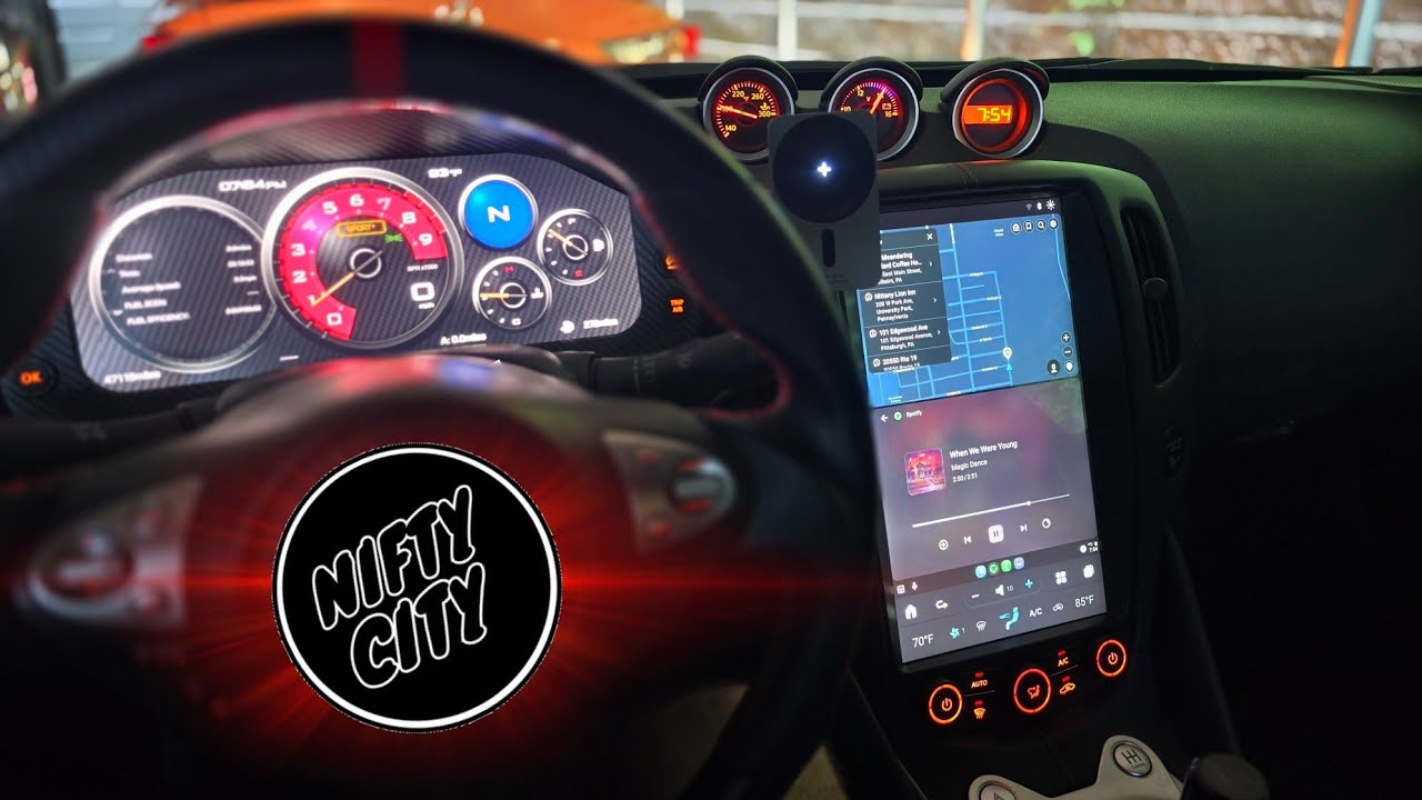 Nissan 370Z Full Digital Dash with integrated Tesla style radio install and review video