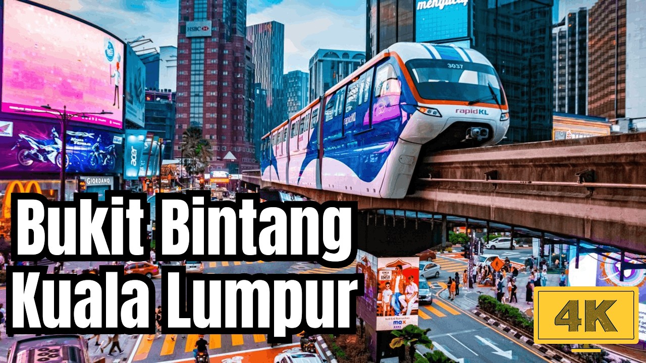 Walking in Bukit Bintang, Kuala Lumpur 🇲🇾 | Nightlife & City Lights Tour. Street Food, Shopping Mall