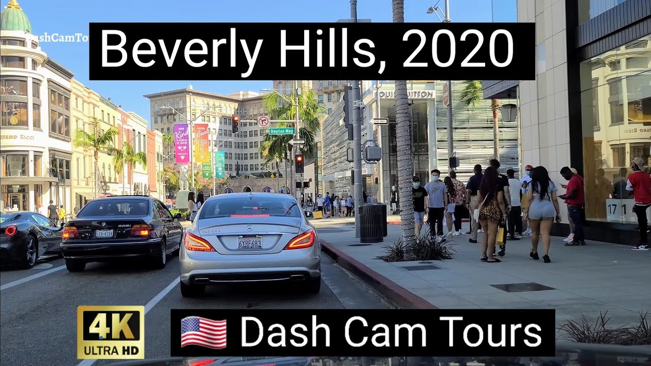 Driving Tour of Beverly Hills' Shopping Area 4K Dash Cam Tours 2020